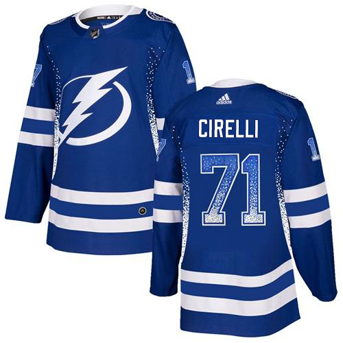 Adidas Tampa Bay Lightning Men #71 Anthony Cirelli Blue Home Authentic Drift Fashion Stitched NHL Jersey
